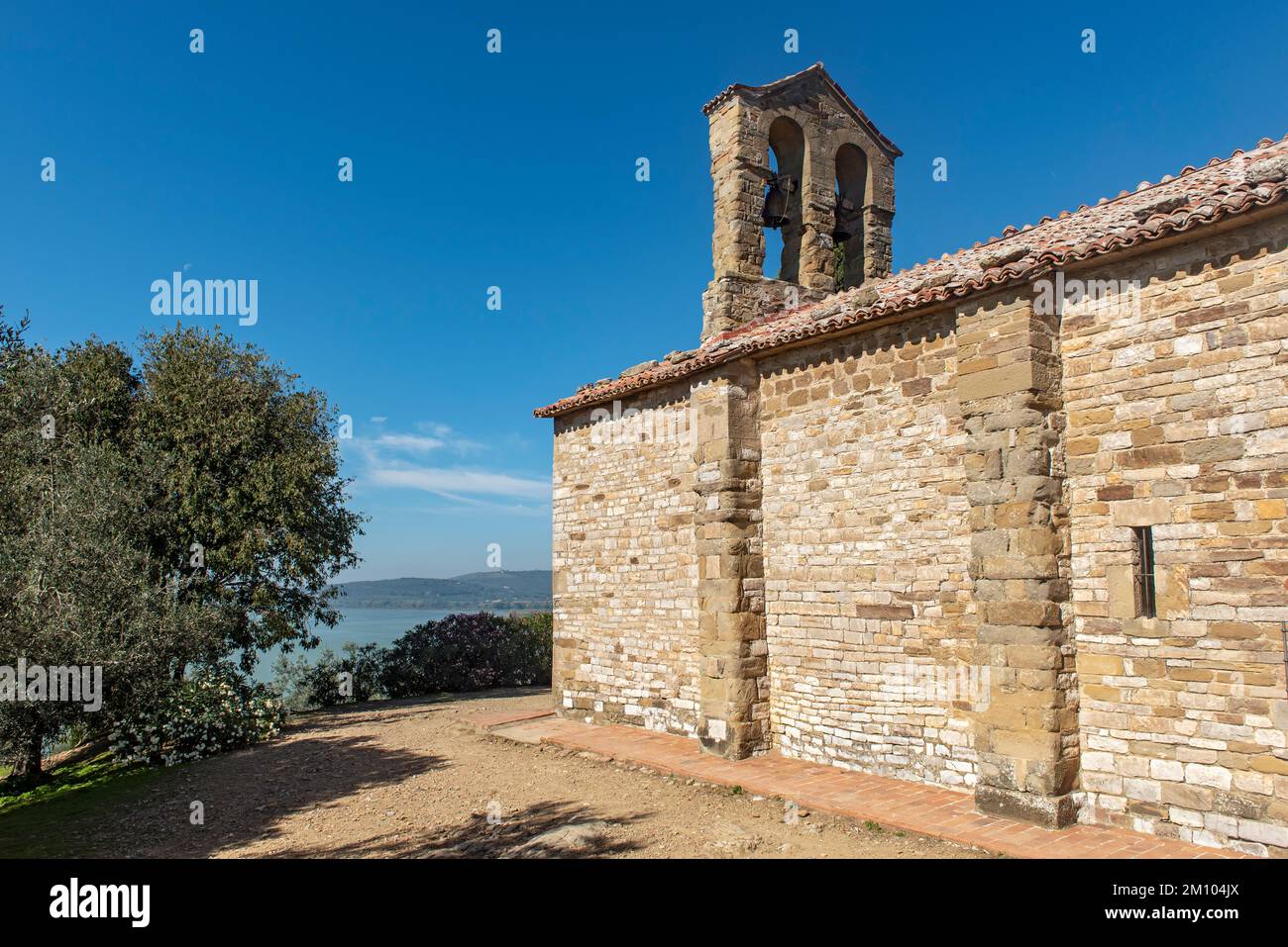 Eglise Saint Michel l'Archange, Pieve di San Michele Arcangelo, Isola Maggiore, Lago Trasimeno, Ombrie, Italie Banque D'Images