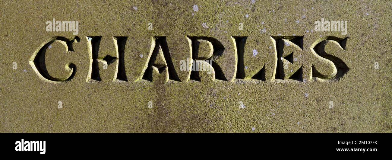 Le nom CHARLES sur une pierre tombale Banque D'Images