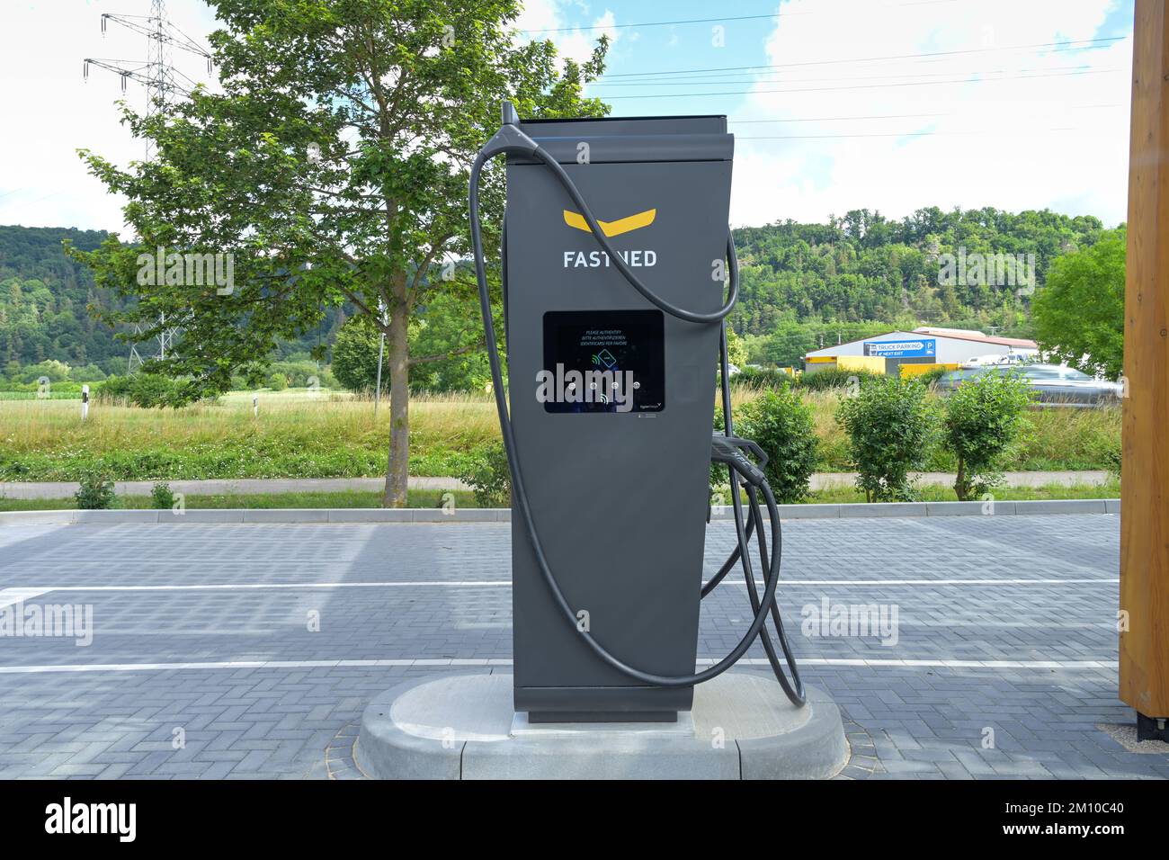 Ladesäule für E-Autos, Fastned Ladestation, Kinding, Bayern, Allemagne Banque D'Images