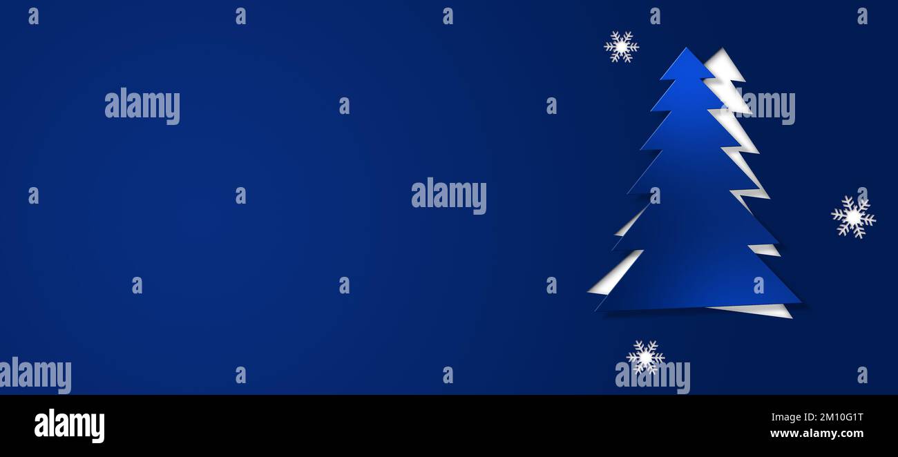 hiver vacances noël taillé sapin bleu décoration bannière Banque D'Images