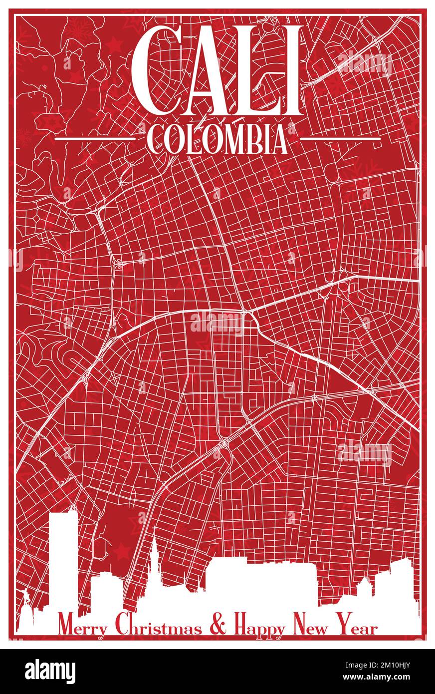 Carte postale de Noël du centre-ville DE CALI, COLOMBIE Illustration de Vecteur