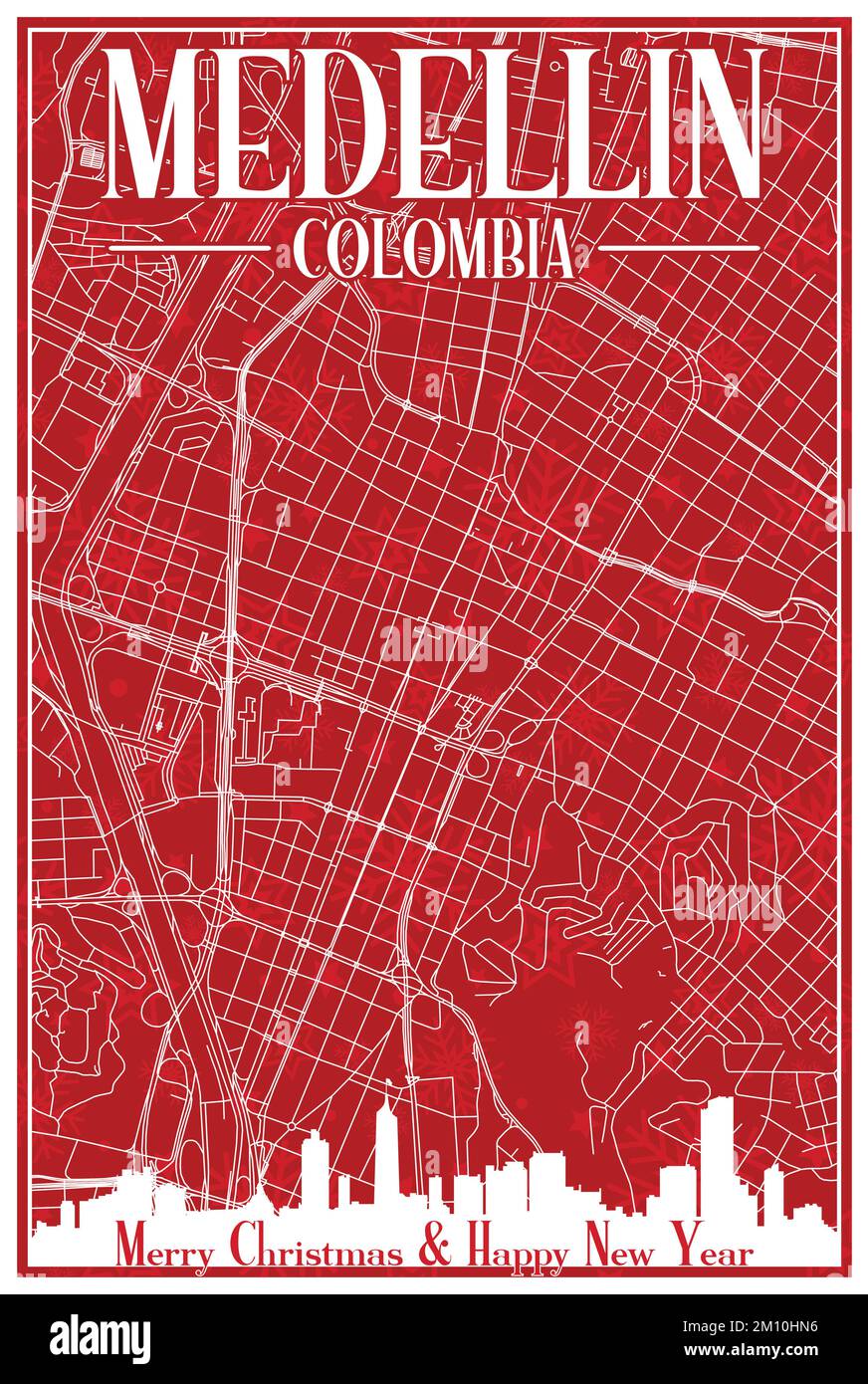 Carte postale de Noël du centre-ville DE MEDELLIN, COLOMBIE Illustration de Vecteur