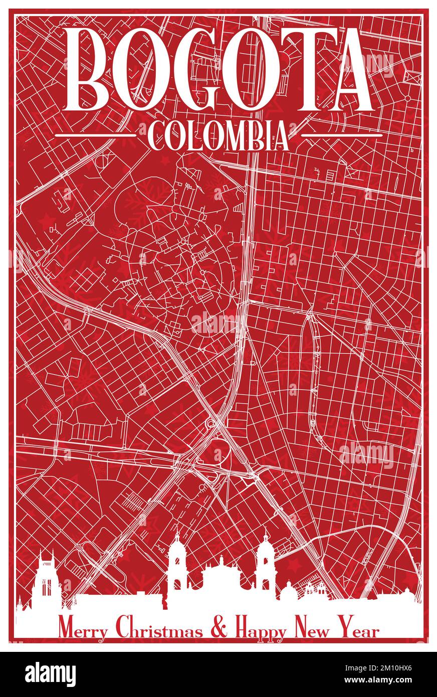 Carte postale de Noël du centre-ville DE BOGOTA, COLOMBIE Illustration de Vecteur