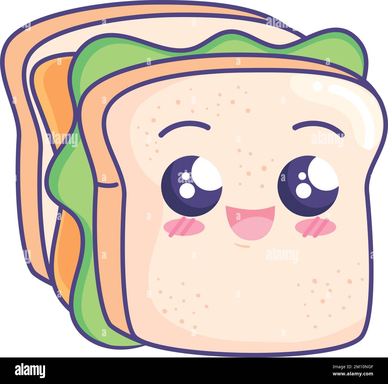 sandwich kawaii restauration rapide Illustration de Vecteur