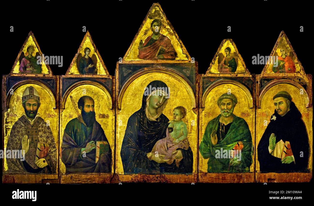 Madonna et l'enfant avec les saints 1300 par Duccio di Buoninsegna, 1255-1318 Christian Art, Italie, Italien. Banque D'Images