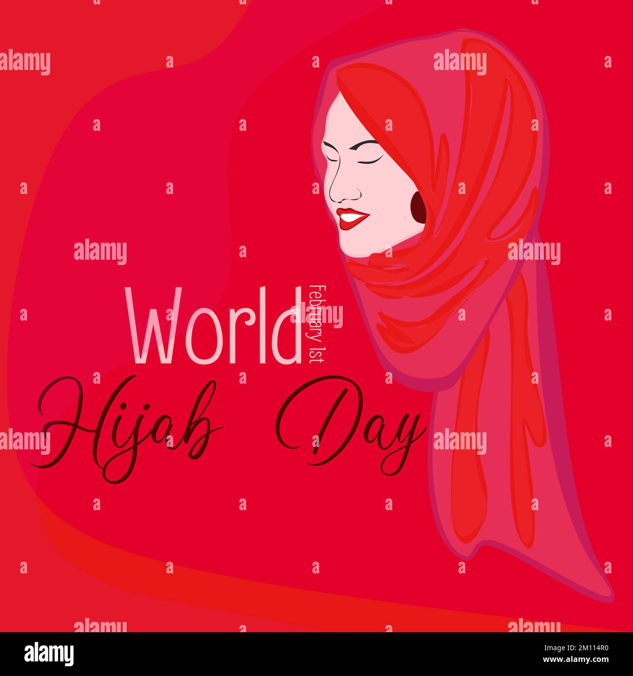 Journée mondiale du hijab le 1 février, célébration de la journée internationale et conception de l'accueil. Illustration de Vecteur