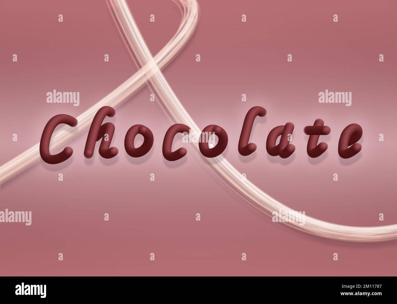 Texte en tube de chocolat, fond de carte ou de message en chocolat, texte de 3D Banque D'Images