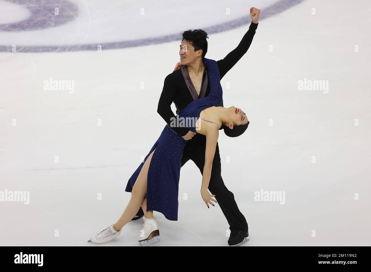 Turin, Italie. 09th décembre 2022. Hannah Lim/Ye Quan (Kor) pendant la danse sur glace de Jr danse du rythme <, Grand Prix de la finale de patinage artistique Torino 2022 (Italie) pendant les finales du Grand Prix de patinage de l'UIP 2022, Sports sur glace à Turin, Italie, 09 décembre 2022 crédit: Agence de photo indépendante/Alamy Live News Banque D'Images