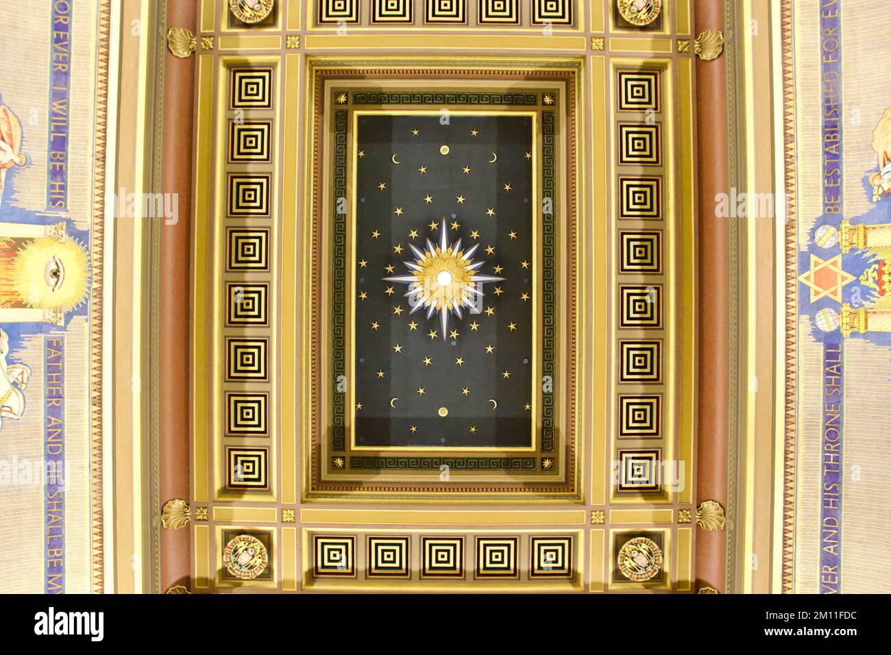 Plafond du Grand Lodge à l'intérieur du Freemasons' Hall de Londres Banque D'Images