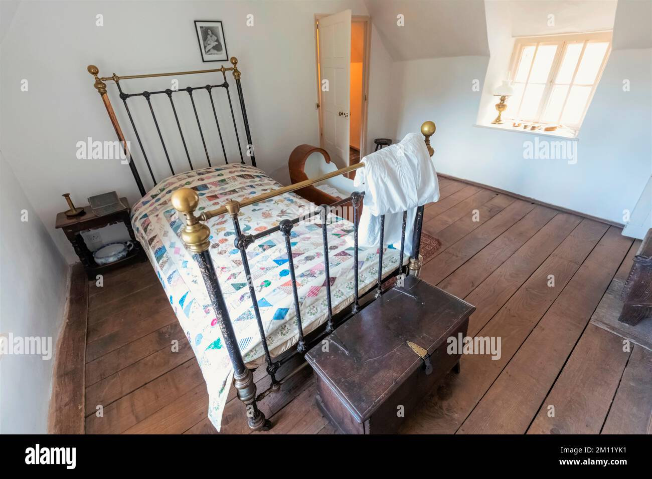 Angleterre, Dorset, Dorchester, Hardy's Cottage, Higher Bockhampton Village, Le lieu de naissance de l'auteur anglais Thomas Hardy, vue intérieure de la chambre Banque D'Images