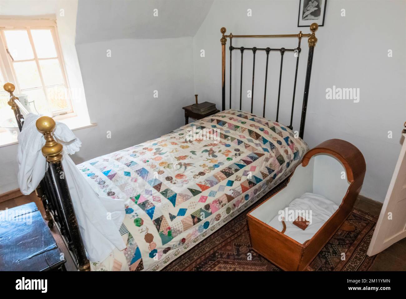 Angleterre, Dorset, Dorchester, Hardy's Cottage, Higher Bockhampton Village, Le lieu de naissance de l'auteur anglais Thomas Hardy, vue intérieure de la chambre Banque D'Images