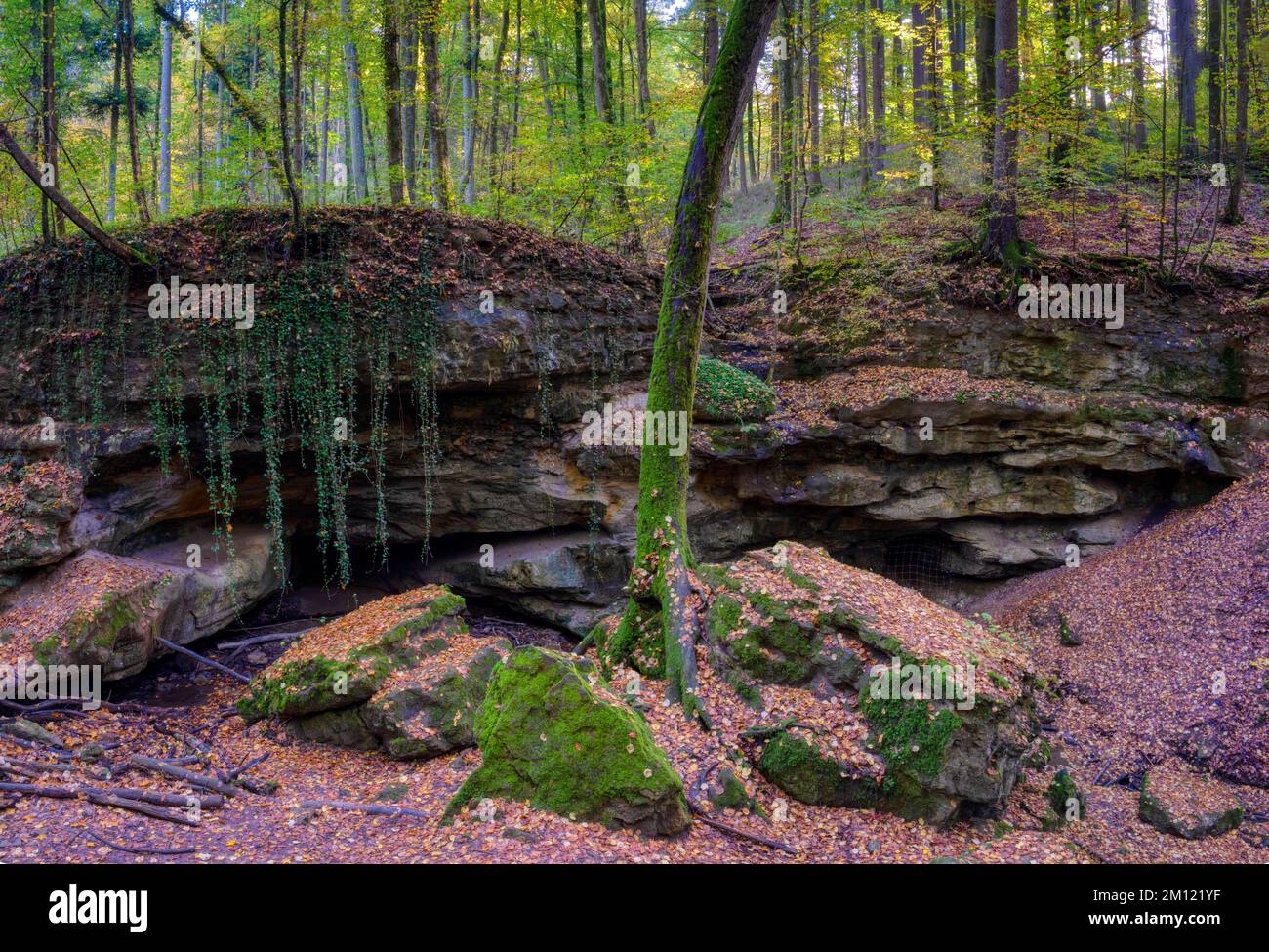 Église du diable de Grünsberg, gorge de grès rhétien, Altdorf, moyenne-Franconie, Franconie, Bavière, Allemagne Banque D'Images