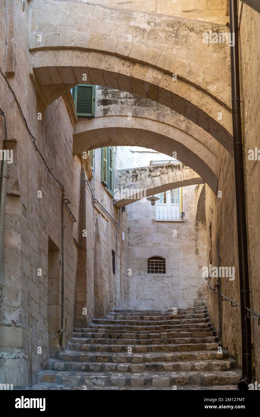 Matera, province de Matera, Basilicate, Italie, Europe. Dans les ruelles de Matera Banque D'Images