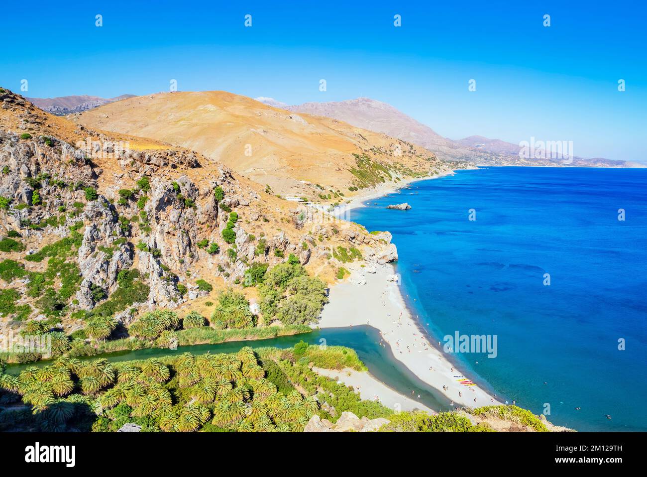 Plage de Preveli, Rethymno, Crète, Iles grecques, Grèce Banque D'Images