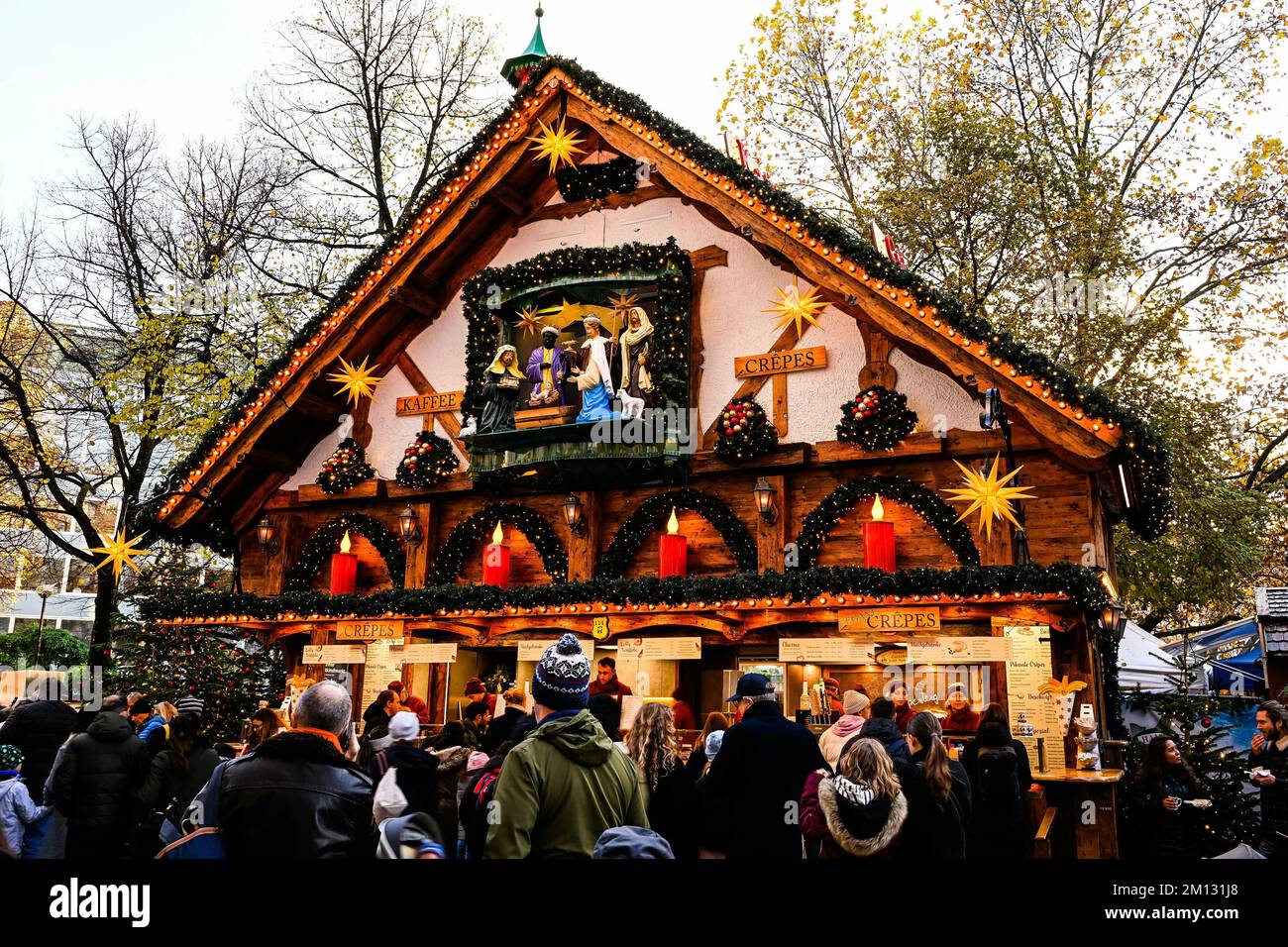 Marché de Noël au Rindermarkt à Munich, Allemagne, Europe Banque D'Images
