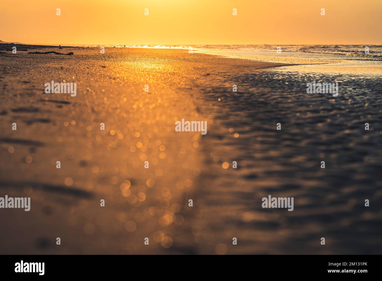 Ambiance nocturne sur la plage de Norderney, près de la perspective du sol, hors foyer Banque D'Images
