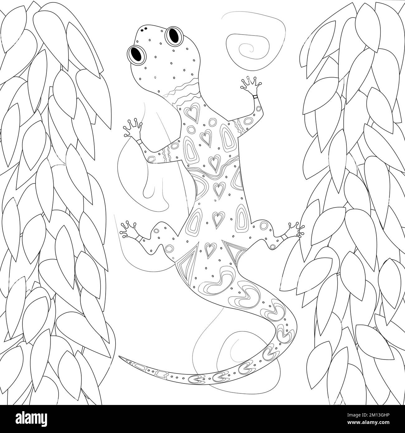 Pages de coloriage pour livre de coloriage, animal mignon, noir et blanc Banque D'Images