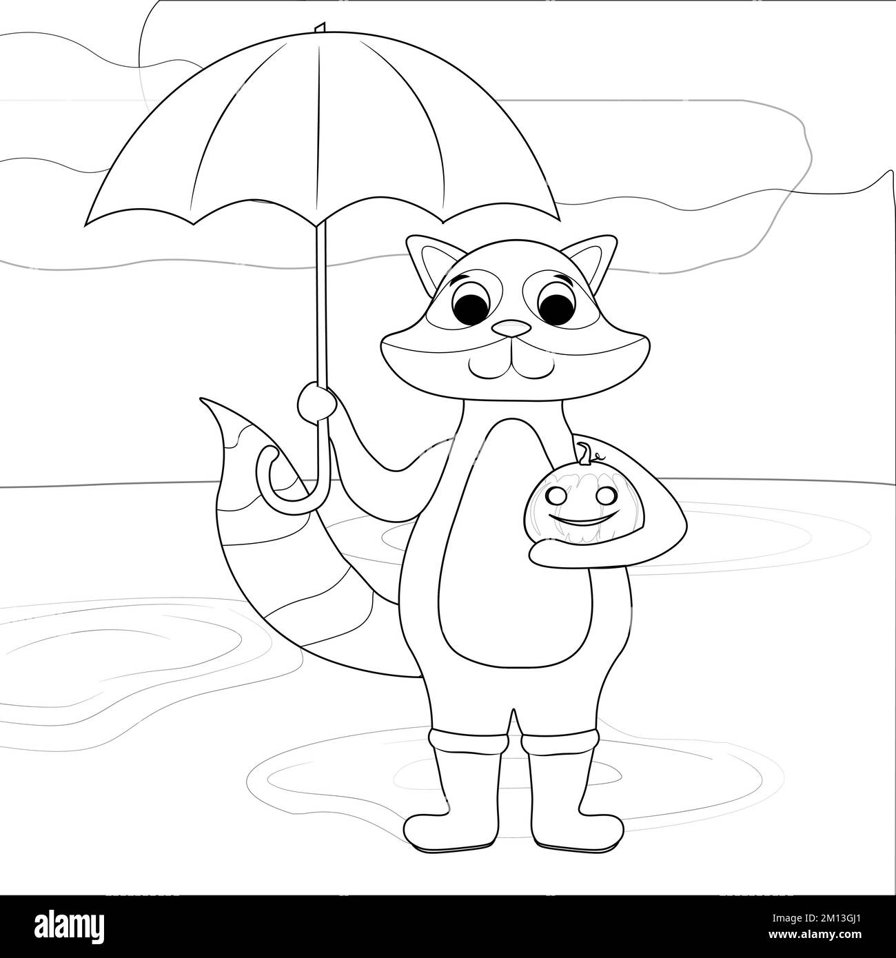 Pages de coloriage pour livre de coloriage, animal mignon, noir et blanc Banque D'Images