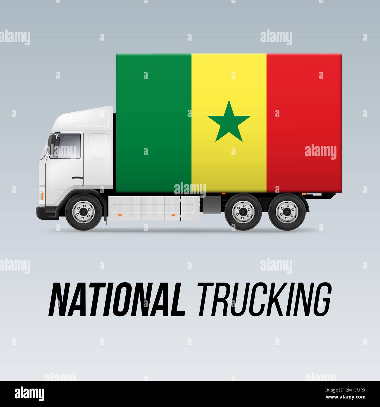 Symbole de camion de livraison nationale avec drapeau du Sénégal. Icône du camionnage national et drapeau sénégalais Illustration de Vecteur