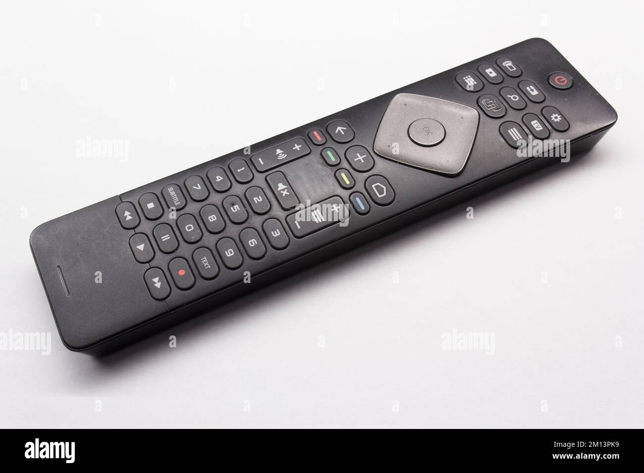 Télécommande du téléviseur isolé sur fond blanc Banque D'Images