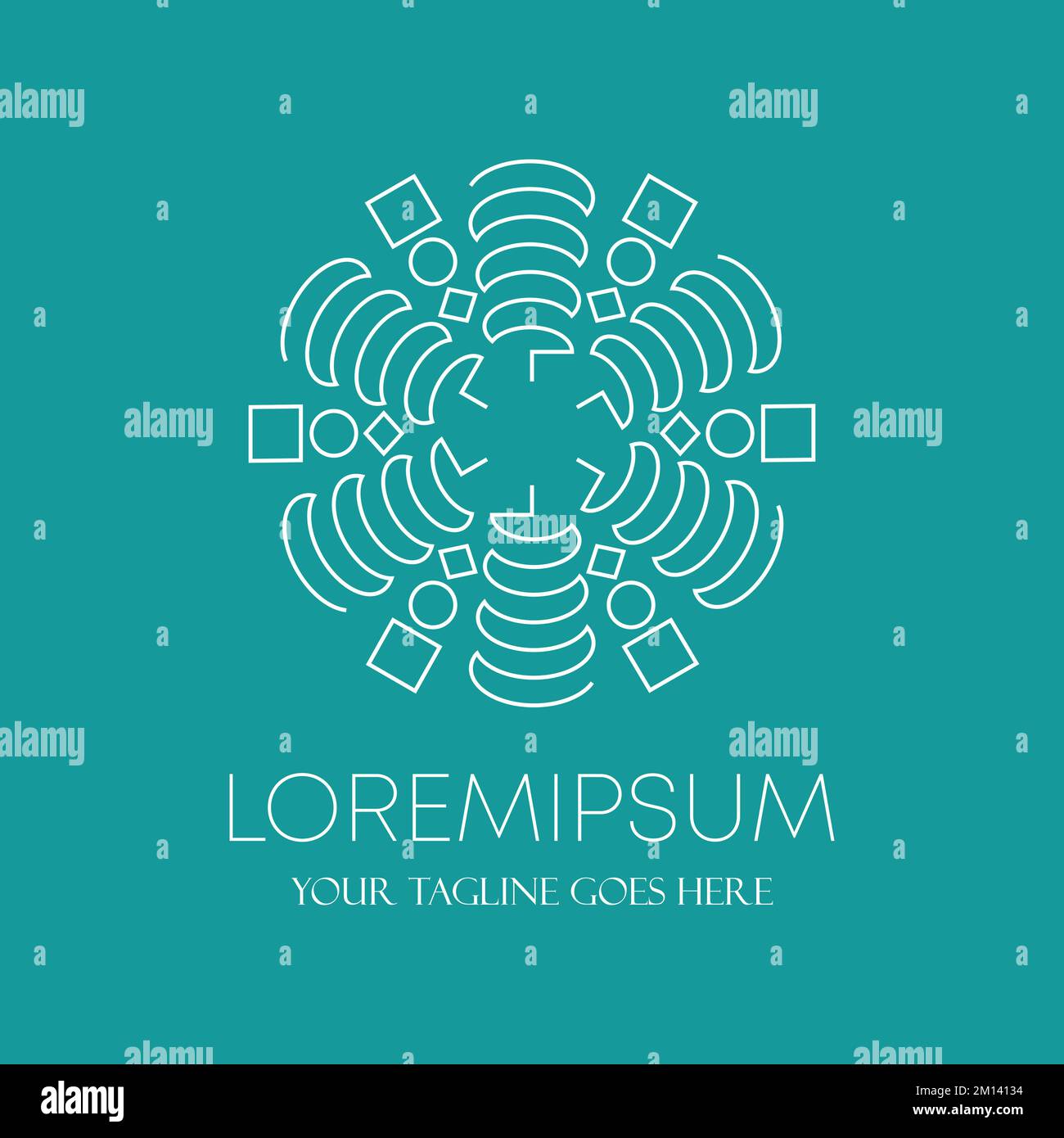 déco ligne type de carré et circulaire image graphique icône logo design concept vecteur stock. Peut être utilisé comme symbole lié au motif ou à l'intérieur Illustration de Vecteur