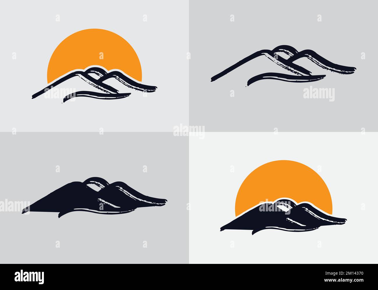 Motif vectoriel du logo Mountain and Sun. Vecteur d'icône de montagne Illustration de Vecteur