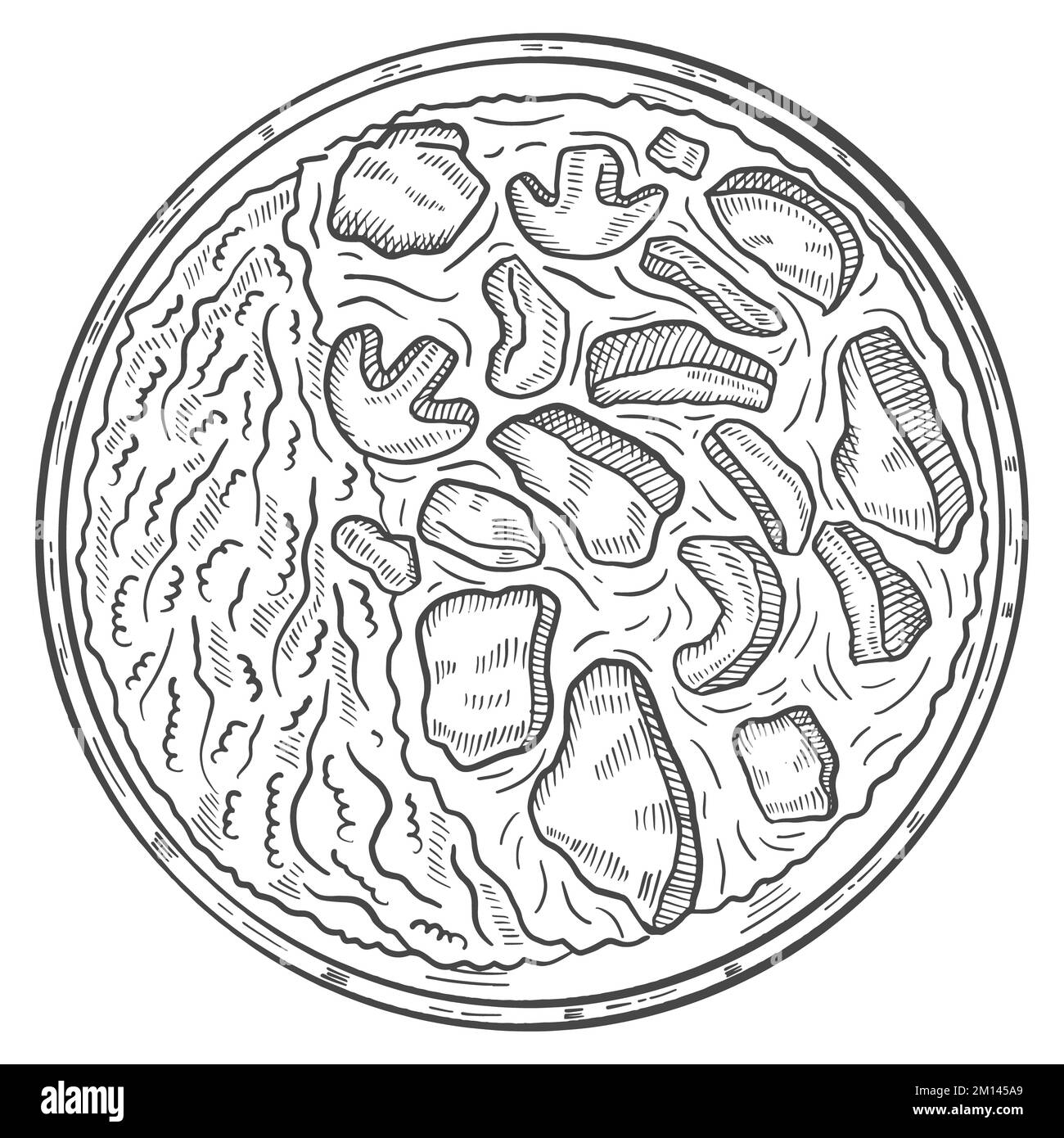 bœuf bourguignon france cuisine alimentaire doodle isolé dessin à la main avec illustration vectorielle de style vectoriel Banque D'Images
