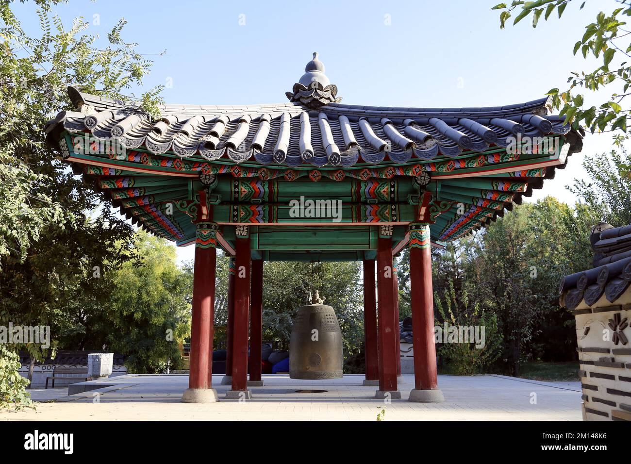 Beffroi, jardin de Séoul, Do'stlik Bogi, rue Babur, Tachkent Sud, Province de Tachkent, Ouzbékistan, Asie centrale Banque D'Images