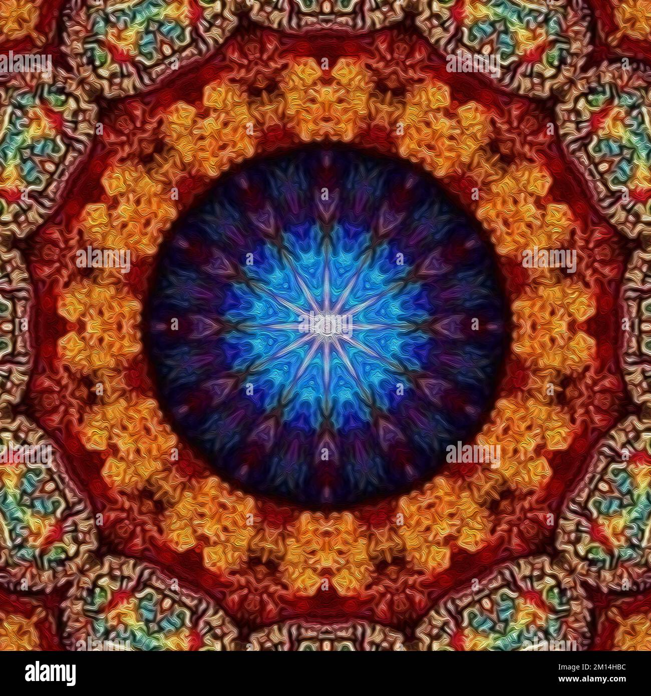 Mandala mystique magique. Fractale géométrique ésotérique. Arrière-plan kaléidoscopique Banque D'Images