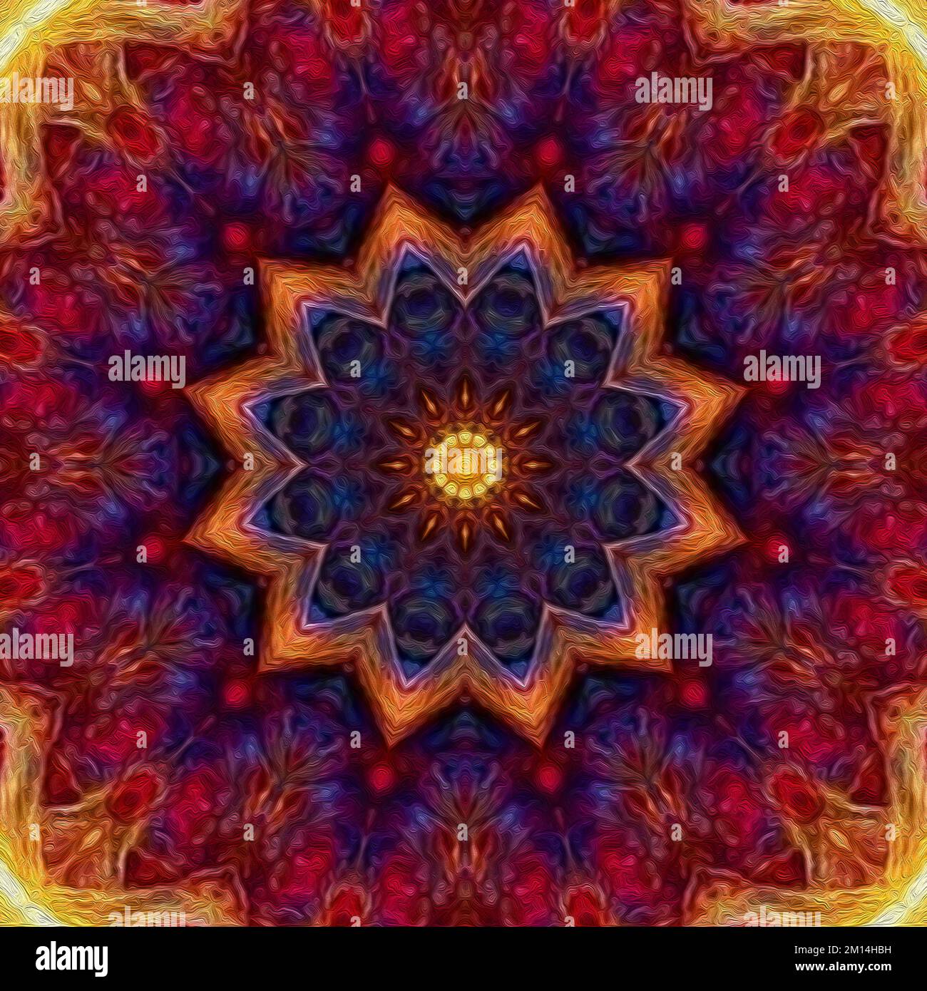 Mandala mystique magique. Fractale géométrique ésotérique. Arrière-plan kaléidoscopique Banque D'Images