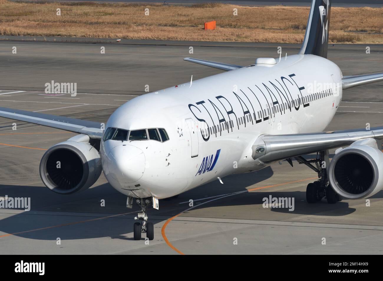 Tokyo, Japon - 12 janvier 2020: All Nippon Airways (ANA) Star Alliance Livery Boeing B767-300ER (JA614A) avion passager. Banque D'Images
