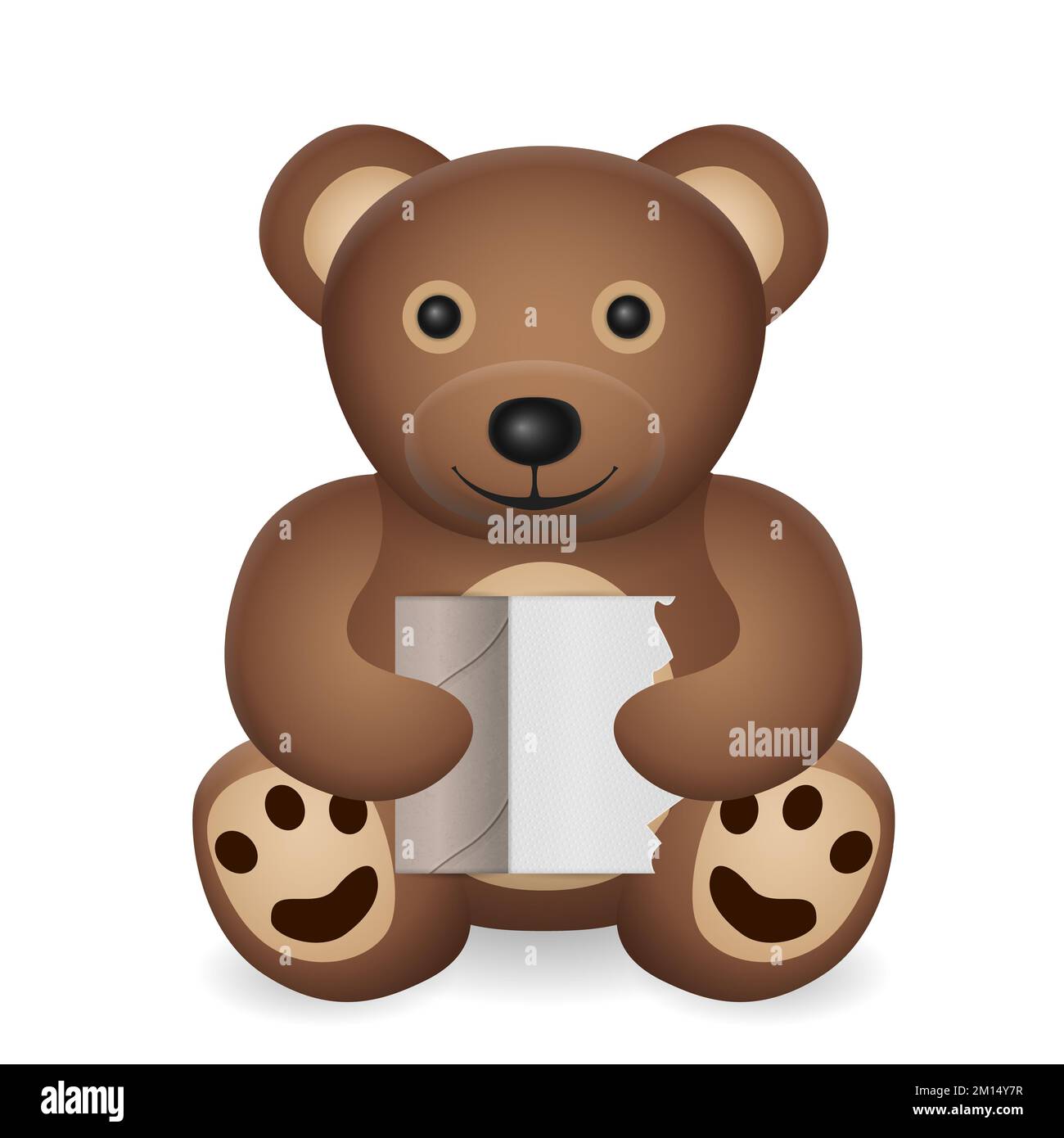 Ours en peluche avec papier toilette sur fond blanc. Illustration  vectorielle Photo Stock - Alamy