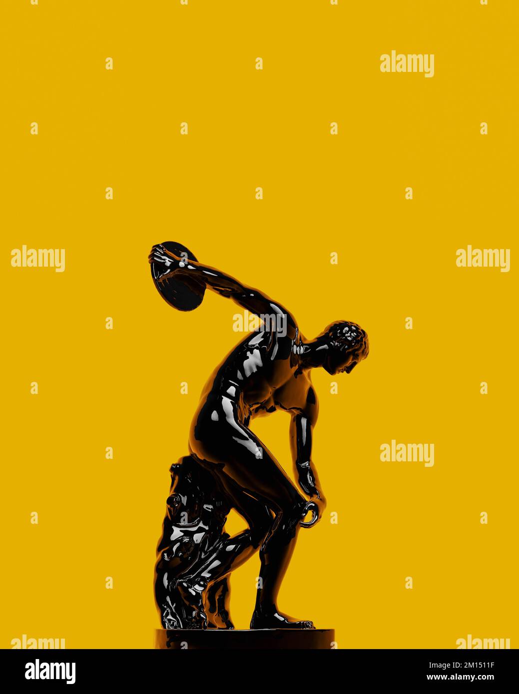 Discobolus, 3D rendu d'une statue de domaine public dans des couleurs vives. Culture grecque et mythologie, affiche d'art abstrait d'un ancien rendere scultpure Banque D'Images