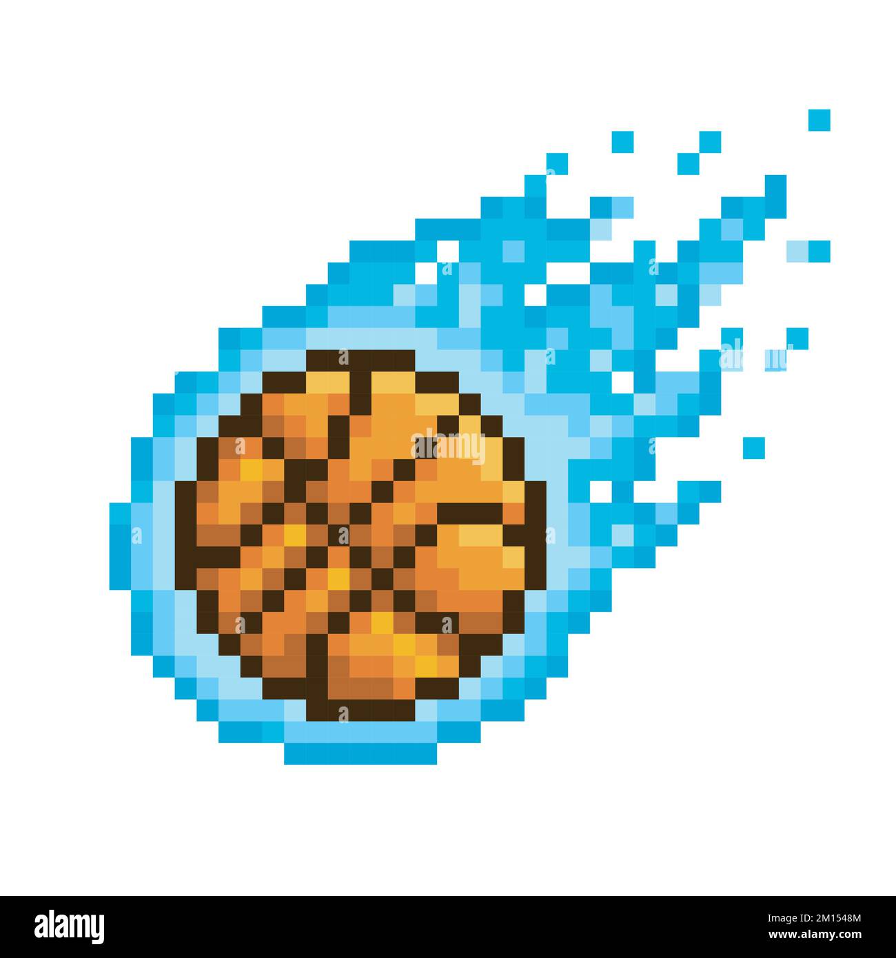 Un pixel d'art vectoriel d'un basket-ball avec des flammes bleues isolées  sur un fond blanc Image Vectorielle Stock - Alamy