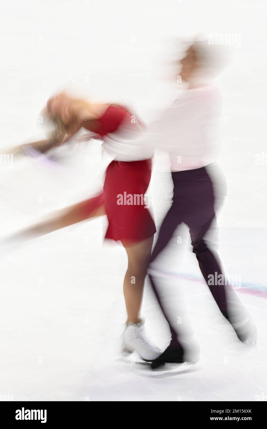Nadiia BASHYNSKA et Peter BEAUMONT (CAN), pendant la pratique junior de danse sur glace, à la finale 2022 du Grand Prix de patinage artistique de l'UIP, à Palavela, on 10 décembre 2022, à Turin, Italie. Credit: Raniero Corbelletti/AFLO/Alay Live News Banque D'Images