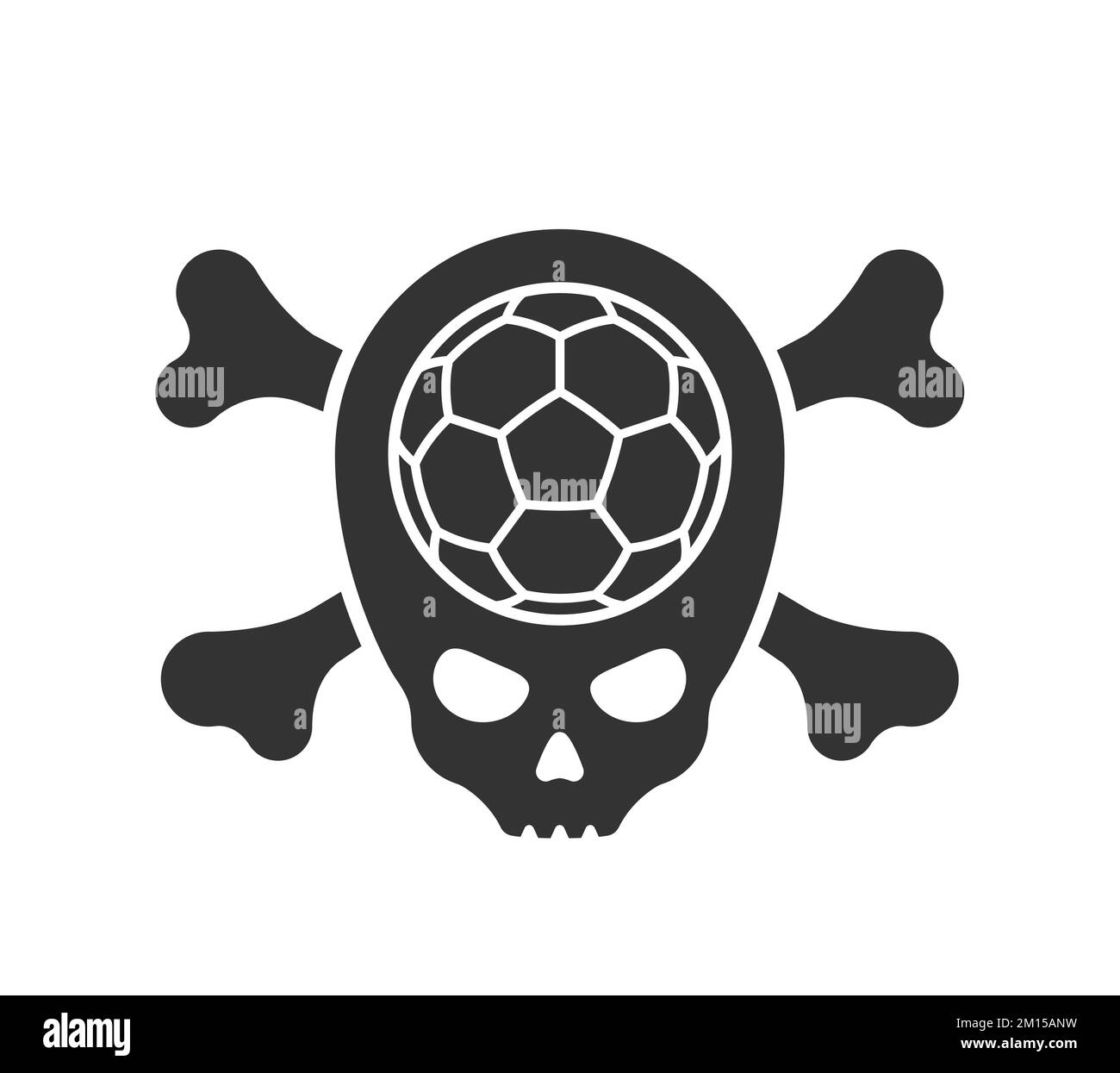 Ballon de football crâne avec crossbone. Tête squelette de football. Emblème pour les fans de sport. Illustration du logo Vector. Illustration de Vecteur