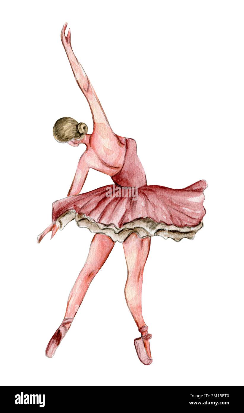 Ballerine de danse aquarelle en robe rose. Ballerine dansante isolée. Danse  classique dessinée à la main, pose. Jeune ballerine jolie femmes Photo  Stock - Alamy