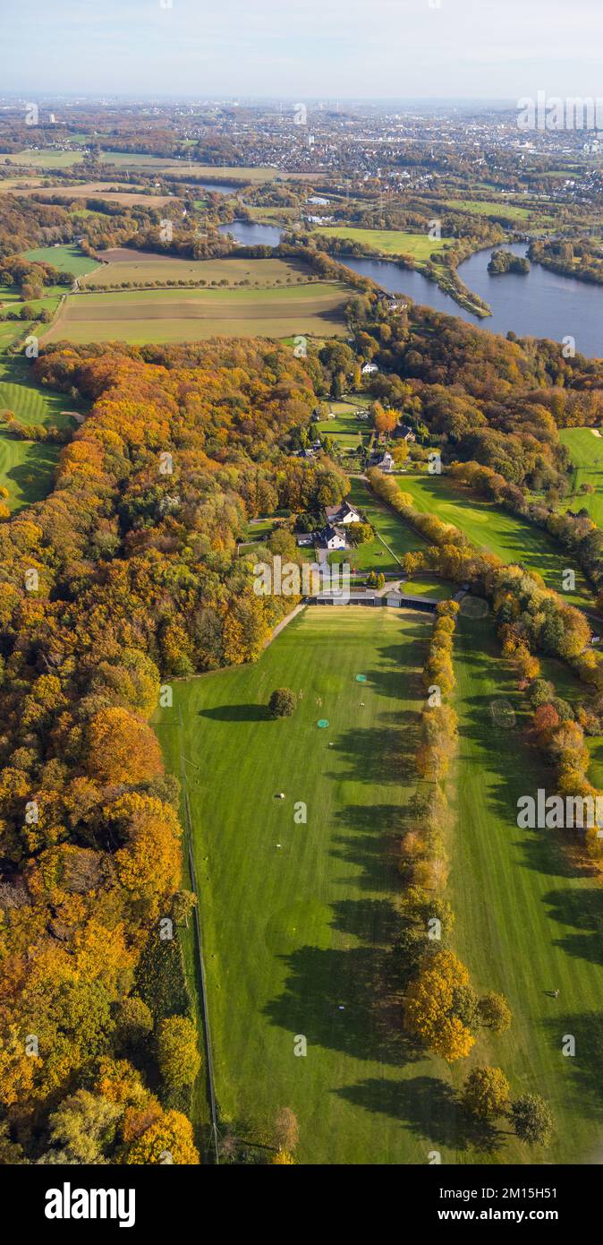 Vue aérienne, terrain de golf Bochum Golf Club au lac Kemnader dans le quartier de Stiepel à Bochum, région de la Ruhr, Rhénanie-du-Nord-Westphalie, Allemagne, Bochum, DE, Euro Banque D'Images