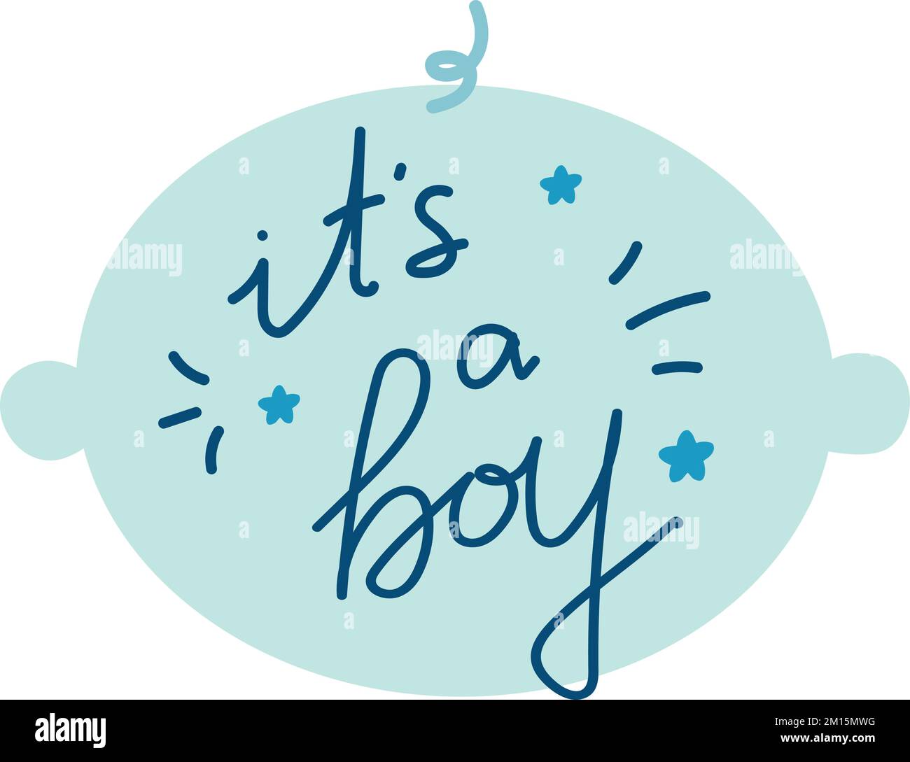 C'est un lettrage de garçon. Texte dessiné à la main dans la silhouette du visage de bébé. Vector art pour la fête de la douche de la grossesse et du bébé Illustration de Vecteur