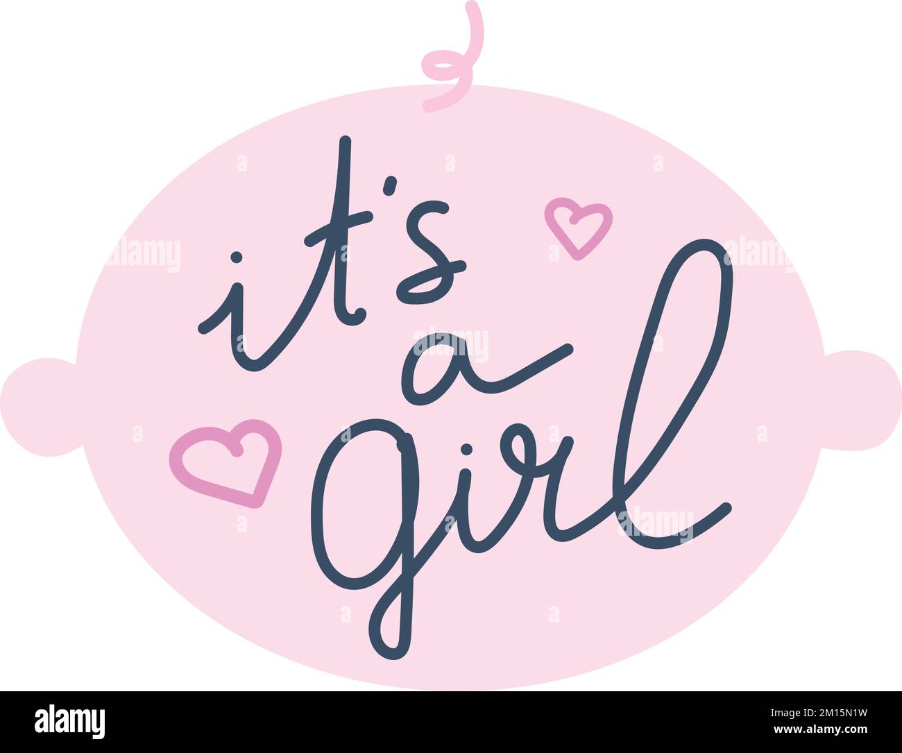 C'est un lettrage de fille. Texte dessiné à la main dans la silhouette du visage de bébé. Vector art pour la fête de la douche de la grossesse et du bébé Illustration de Vecteur