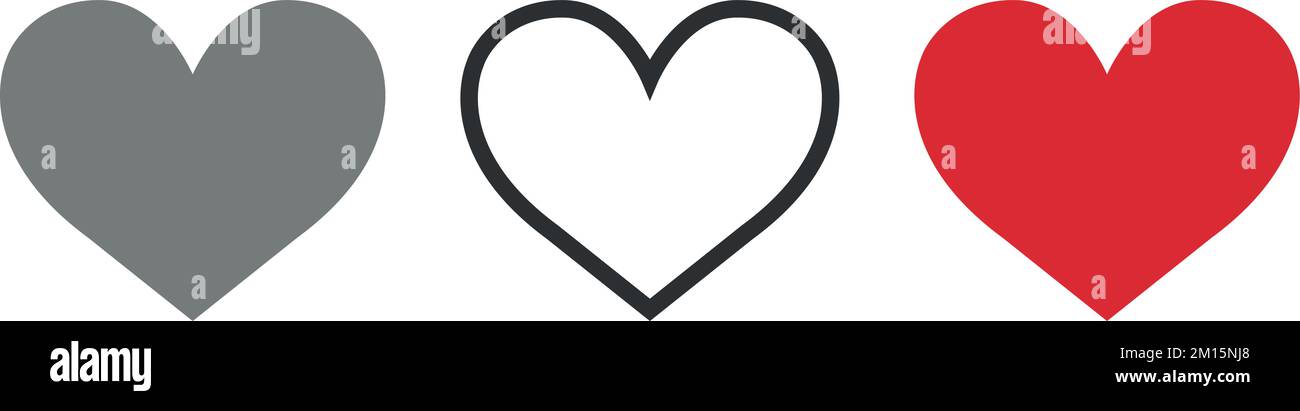 Différentes icônes de cœur. Définir. Objets simples en forme de coeur. Art vectoriel Illustration de Vecteur