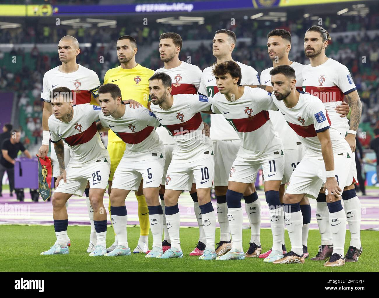 Doha, Qatar. 10th décembre 2022. Le départ du Portugal en XI pose pour une  photo d'équipe en prévision d'un match de football quart de finale de la  coupe du monde againstMorocco au
