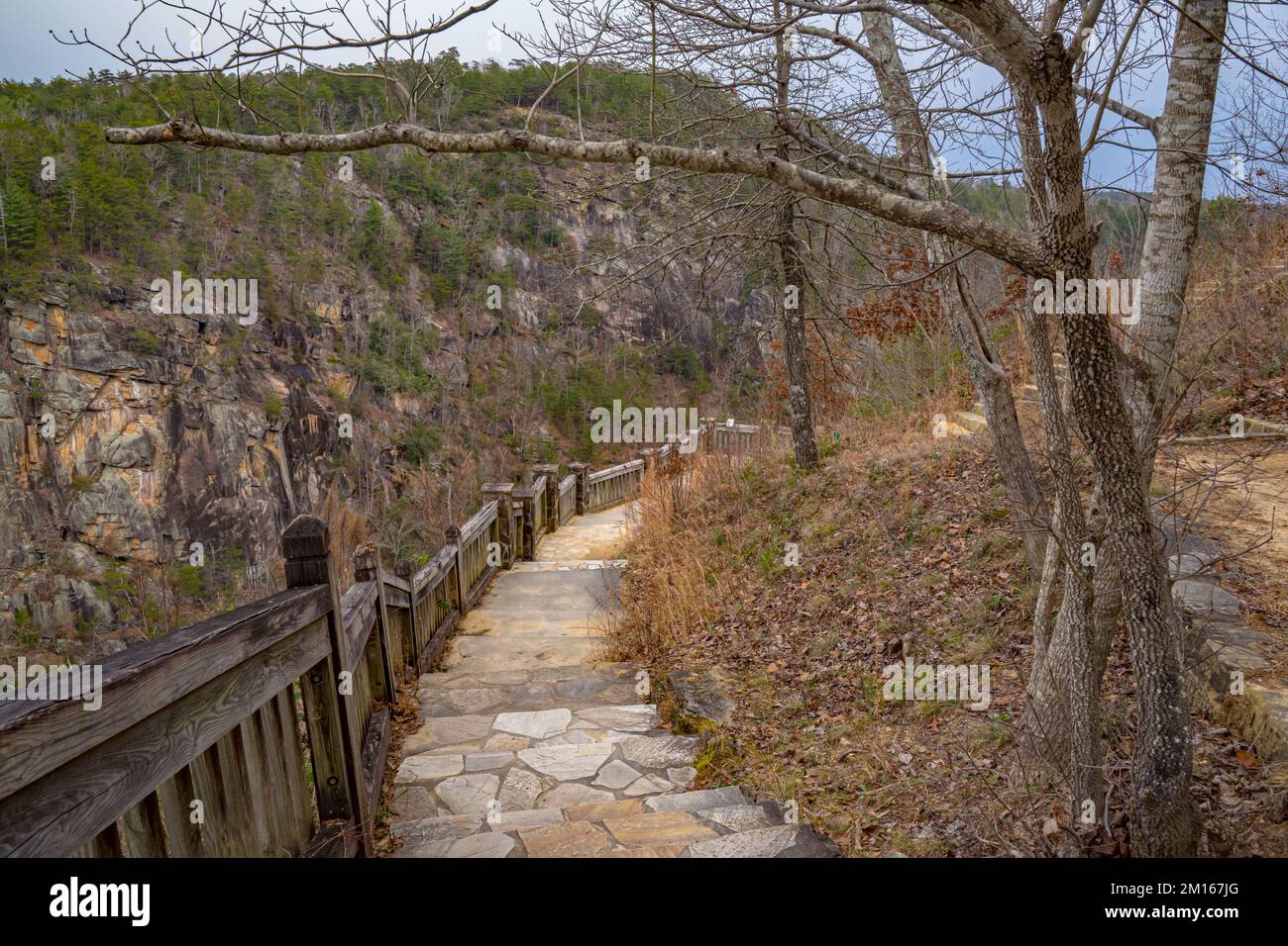 Il y a une série de 6 cascades qui s'écoulent à travers l'ancienne gorge de Tallulah Banque D'Images