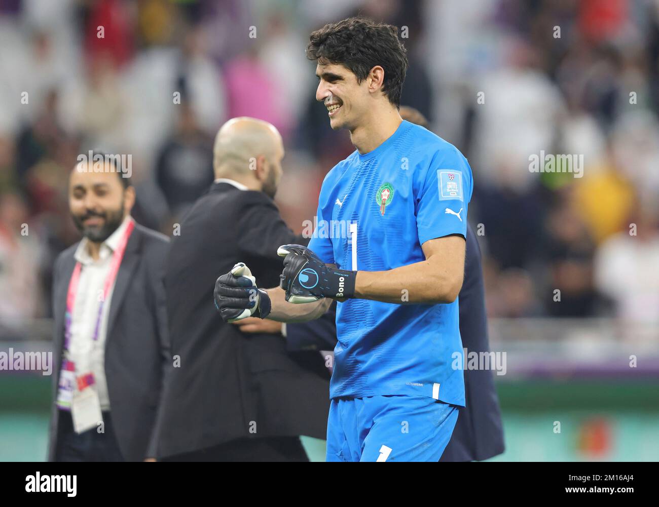 Doha, Qatar. 10th décembre 2022. Firo : 10.12.2022, football, coupe DU MONDE de la FIFA 2022 QATAR, coupe du monde 2022 Qatar, coupe du monde 2022 Qatar, quarterfinales, Maroc - Portugal 1:0 jubilation, finale jubilation, Bono, Maroc crédit: dpa/Alamy Live News Banque D'Images