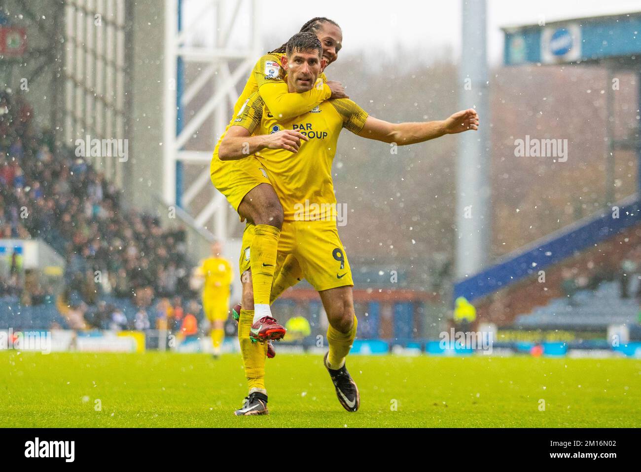 CHED Evans #9 de Preston North End célèbre son match du championnat Sky Bet entre Blackburn Rovers et Preston North End à Ewood Park, Blackburn, le samedi 10th décembre 2022. (Crédit : Mike Morese | MI News) crédit : MI News & Sport /Alay Live News Banque D'Images