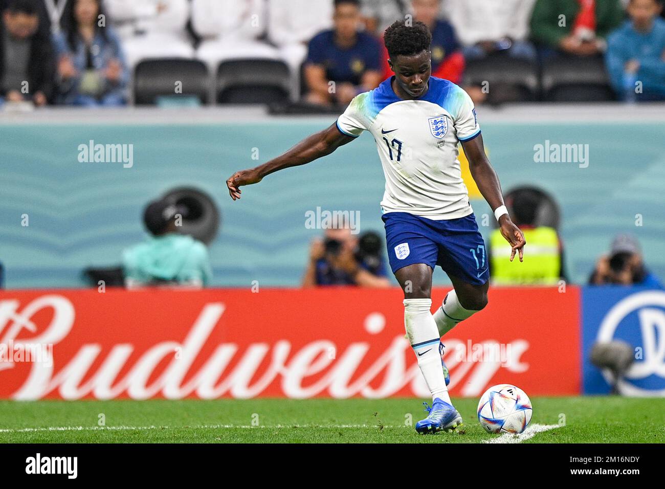 AL KHOR, QATAR - DÉCEMBRE 10: Bukayo Saka d'Angleterre en action pendant le quart de finale - coupe du monde de la FIFA Qatar 2022 match entre l'Angleterre et la France au stade Al Bayt sur 10 décembre 2022 à Al Khor, Qatar (photo de Pablo Morano/BSR Agency) crédit: BSR Agency/Alay Live News Banque D'Images