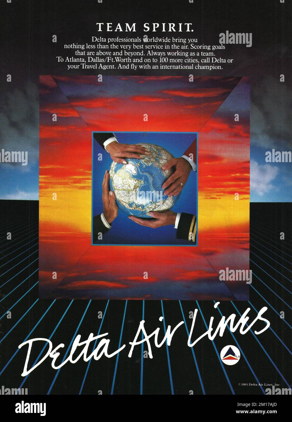 Delta air Lines publicité dans un magazine d'époque compagnies aériennes Delta Banque D'Images