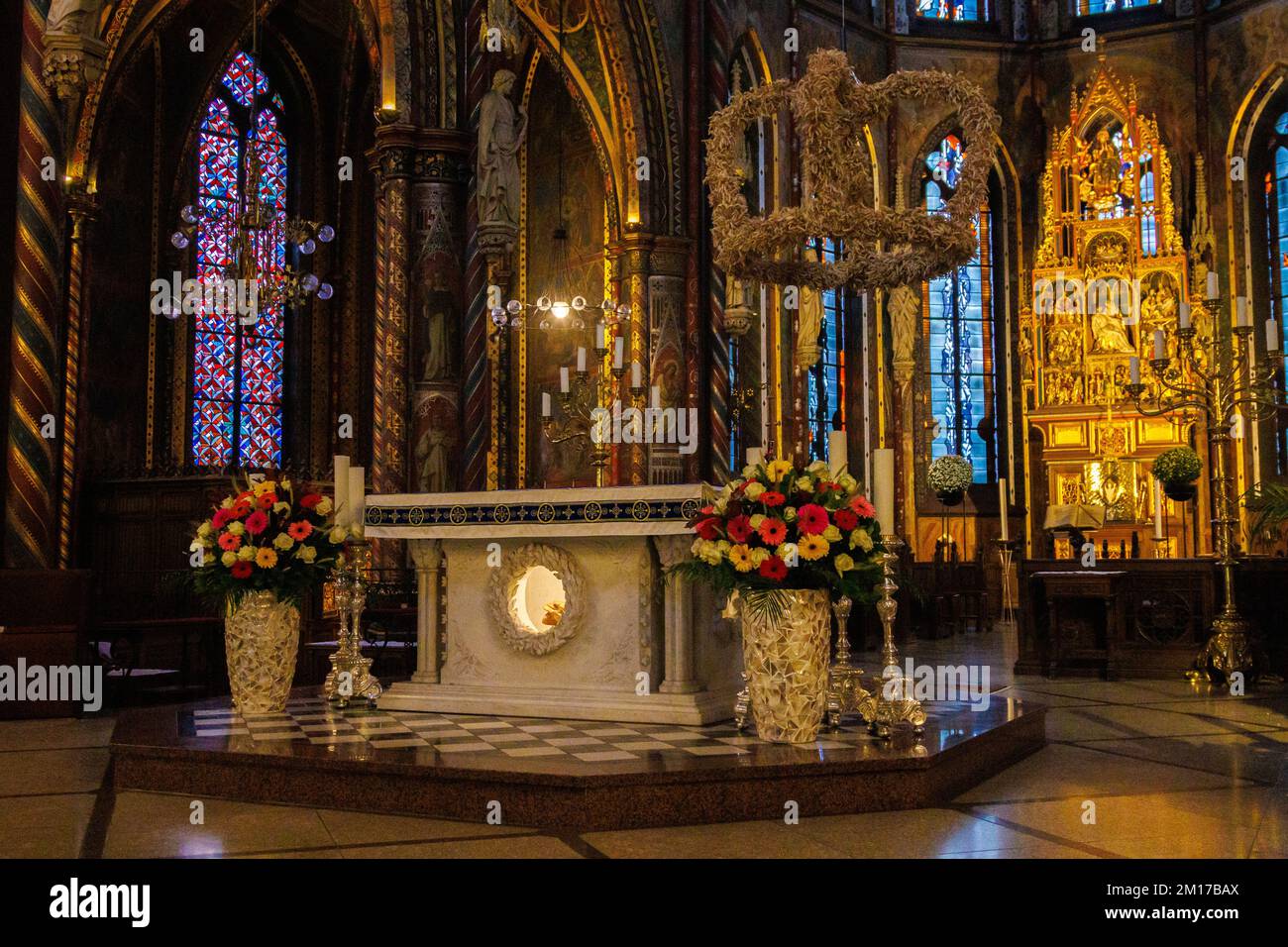 Décoration de la basilique Sainte-Marie à Kevelaer, Allemagne. Banque D'Images