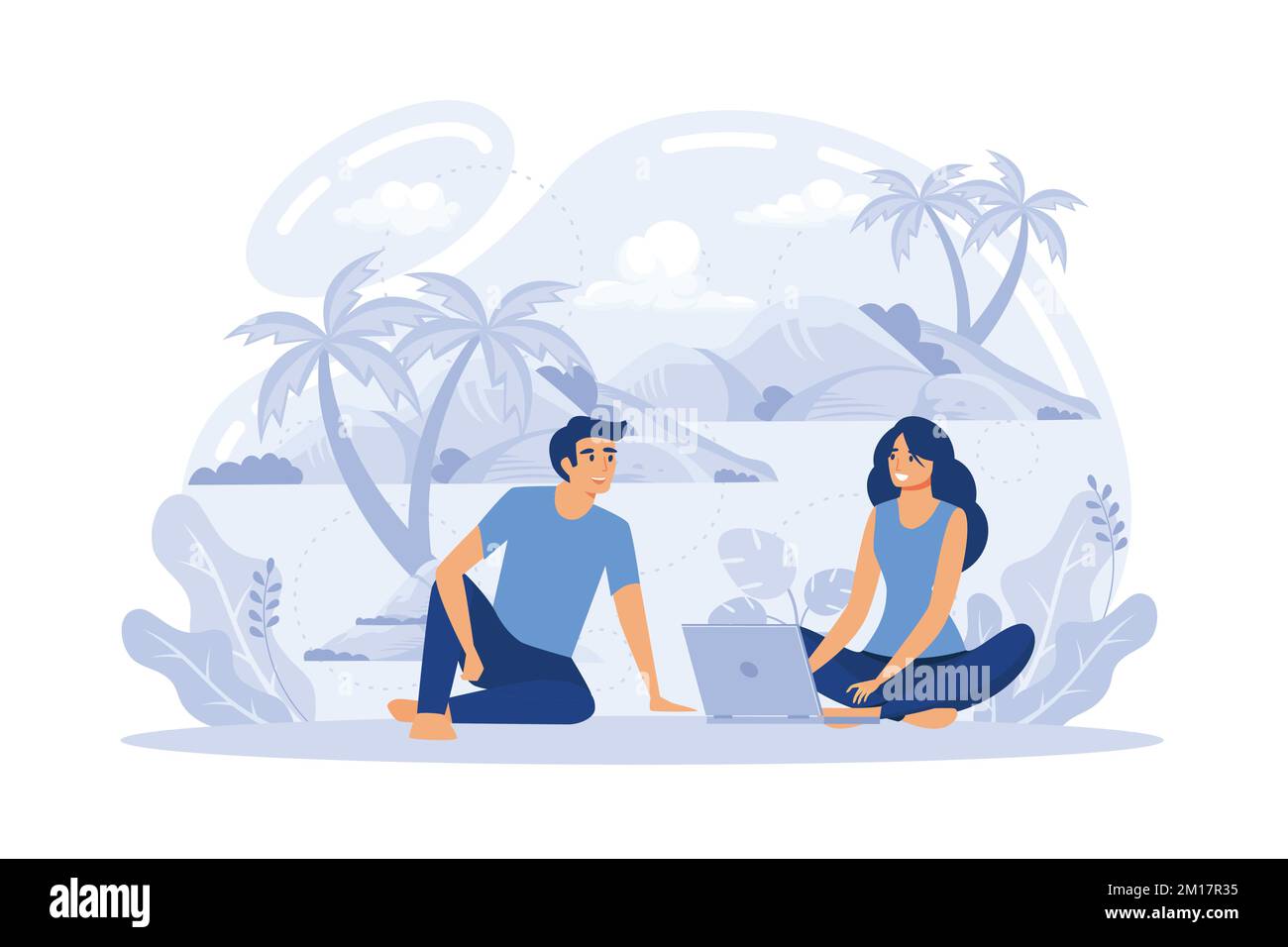 Métaphores de migration temporaire. Mode de vie nomade, migration rurale et saisonnière. Vacances tourisme. Changement de lieu de stabilisation, changement de lieu Illustration de Vecteur