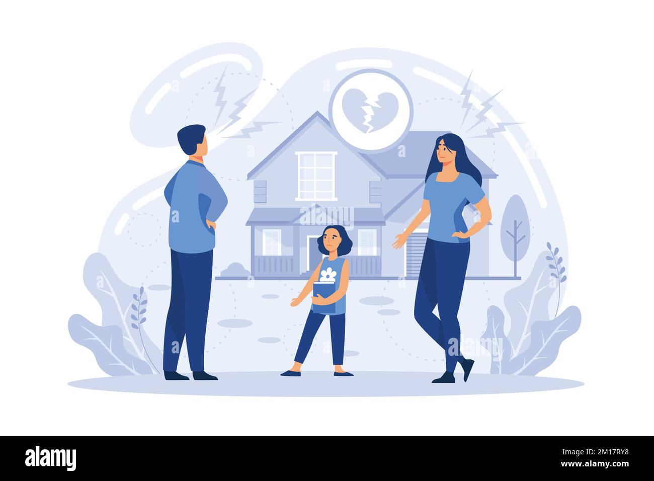 Concept de parentalité abstrait . Adoption d'un enfant, garde et tutelle, parent de famille d'accueil, conflit familial, orphelinat, parents adoptifs, plat vec Illustration de Vecteur